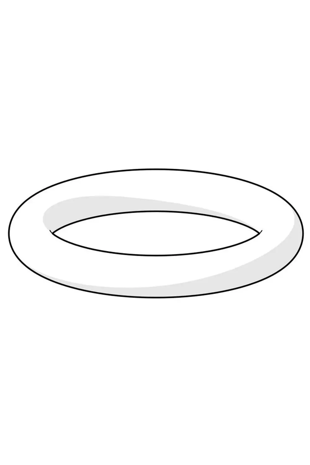 O-Ring in ovaler Form, dargestellt in klaren Linien, weißer Farbe mit schwarzem Rand. Geeignet für Anwendungen, die Dichtungen erfordern, auch unter der Marke HANSA.